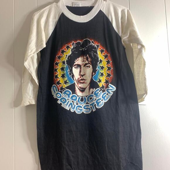 vintage 80s BRUCE SPRINGSTEEN The Boss Is Back double sided 3/4 sleeve tee shirt - Picture 3 of 7